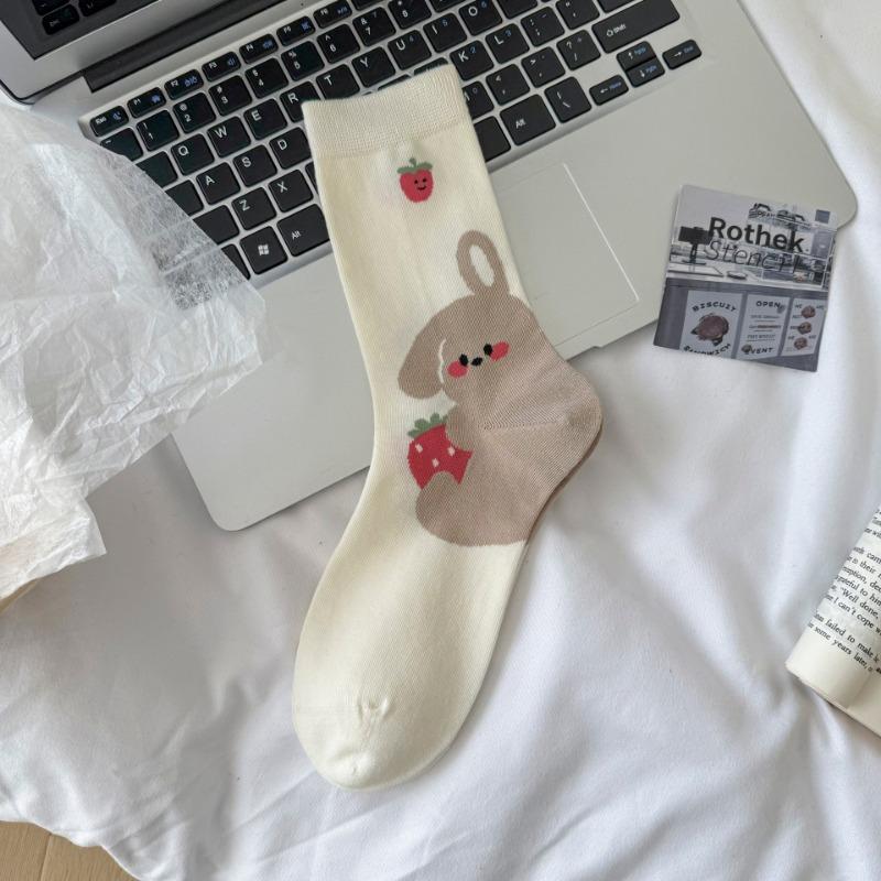 

Мультяшные носки с щенками для девочек, Милые и универсальные иллюстрации животных для весны и лета, Бесшовные носки для студентов летом, Носки с отворотом 1 pair