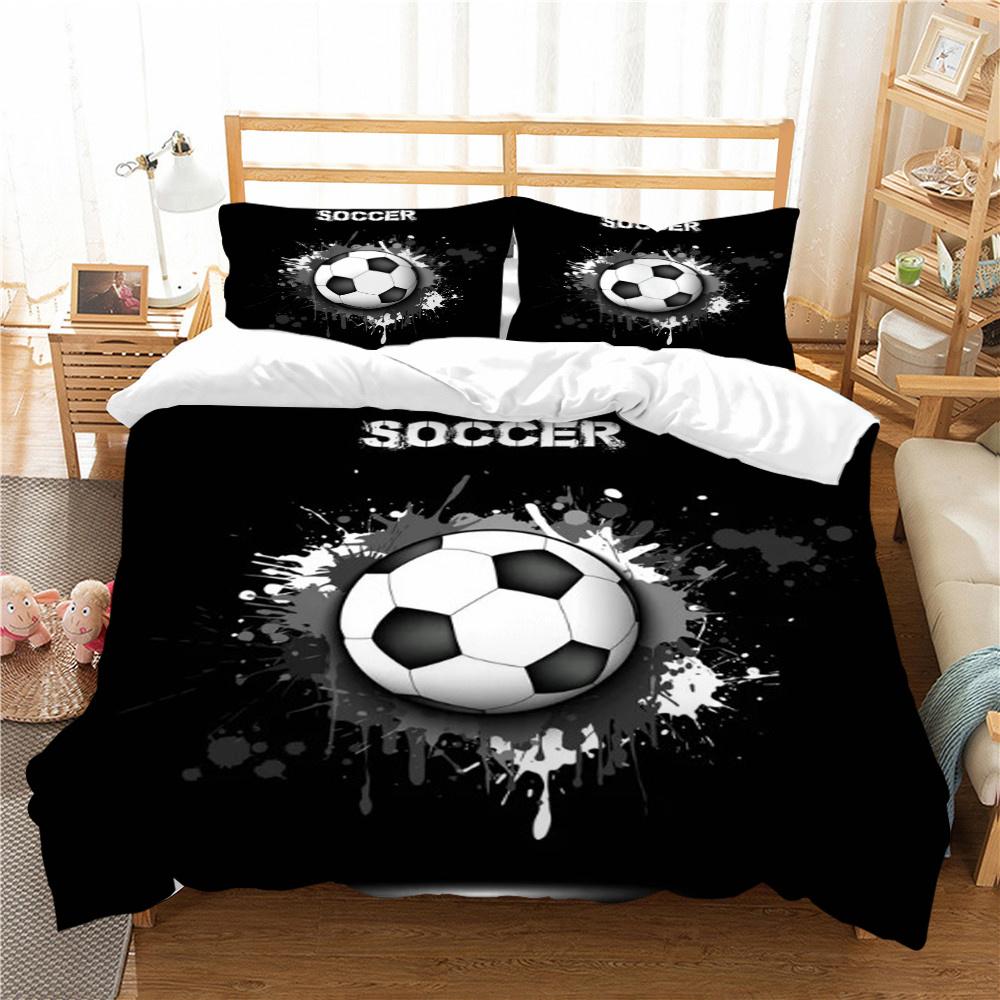 Venda quente conjunto de capa de cama com padrão de futebol conjunto de capa de cama de futebol esportes adolescentes tamanho único têxteis para casa microfibra conjuntos de capa de cama de luxo