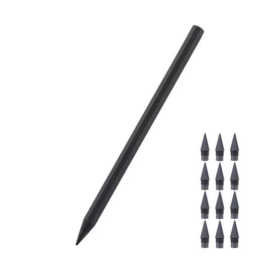 Metalowy Ołówek do Pisania z Wielokrotnego Użycia Metalową Końcówką Nie Wymaga Tuszowania ani Ostrzenia Płynnie Piszący Długopis na Tarcie dla Architektów Artystów Wygodny Uchwyt Ołówek