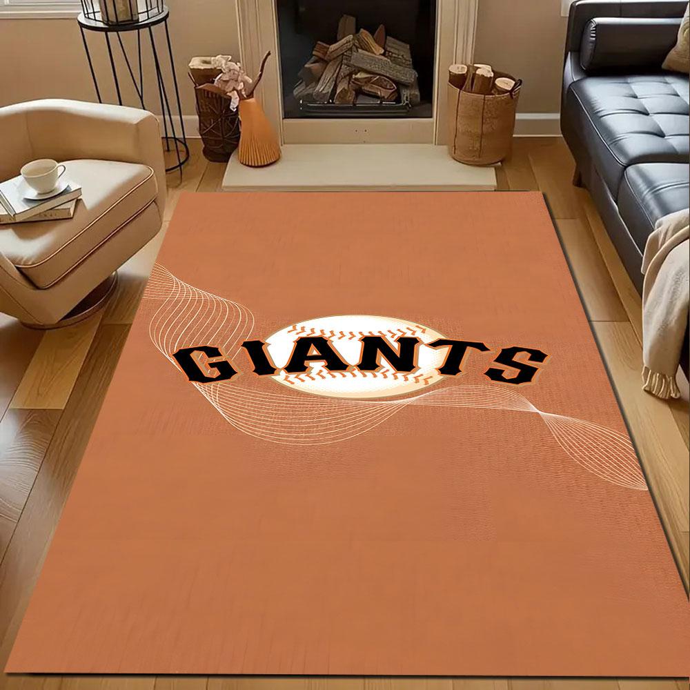 "GIANTS Baseball Logo On Orange Background" Patterned Carpet, Non Slip Mat Suitable for Living Room and Bedroom Sofas