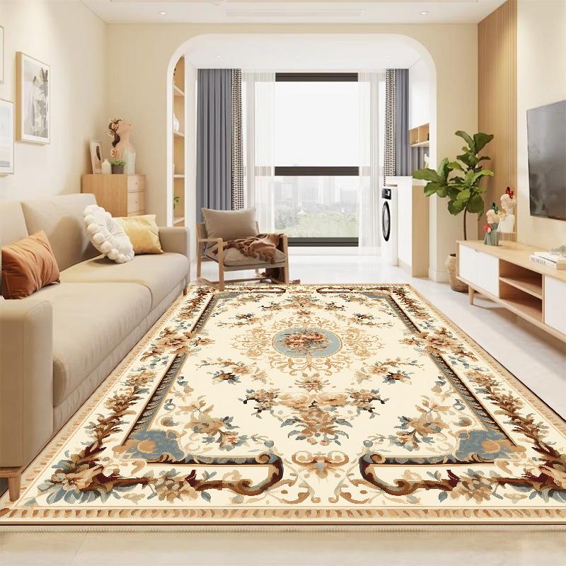 European Style Gorgeous Carpet for Living Room Golden Luxury Area Rug for Bedroom Washable Home hall Decoration Soft Floor Mat