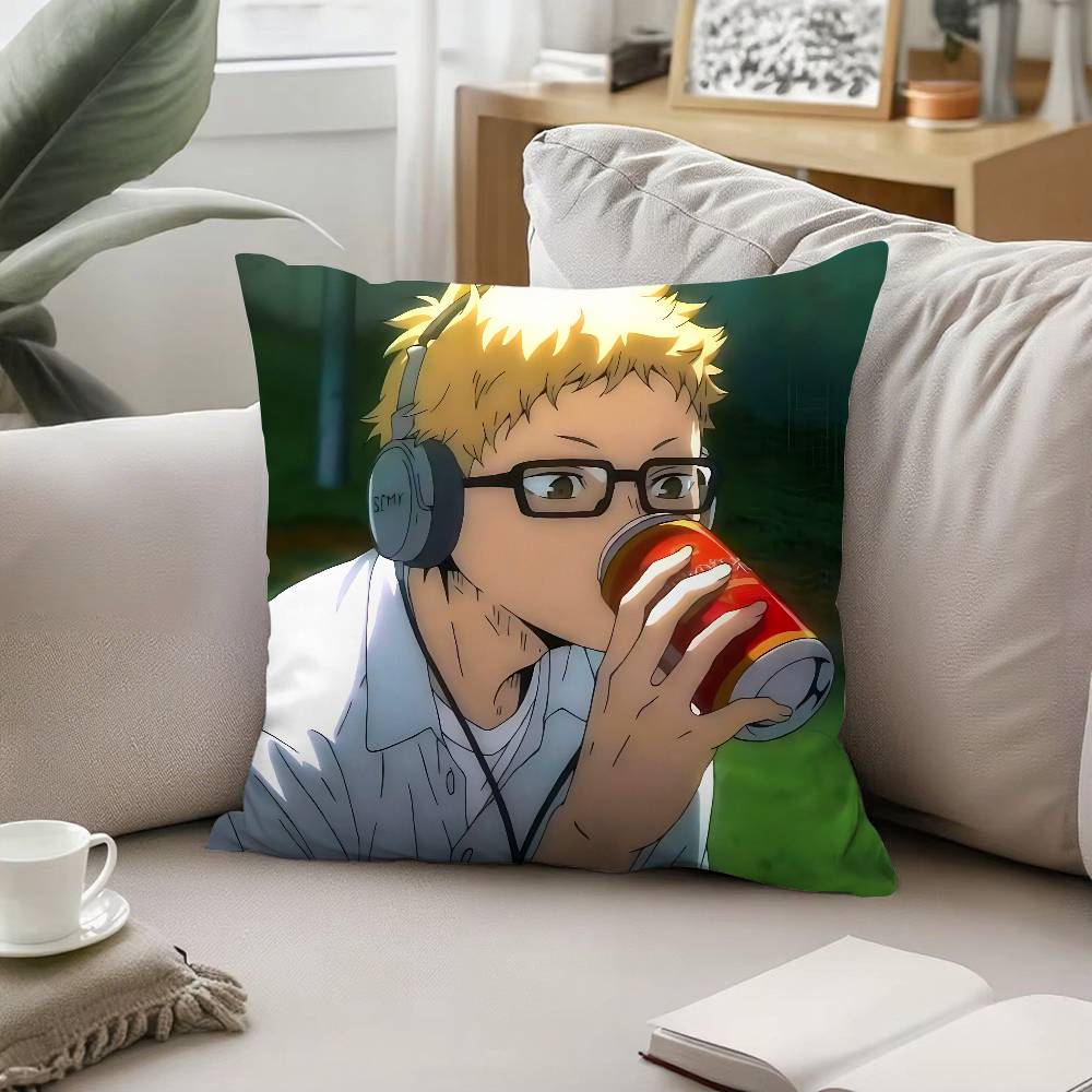 Cartoon Kei Tsukishima Throw Pillow Covers Pattern Cushion Cover Suitable For Sofa Bedroom Car Pillow Cover