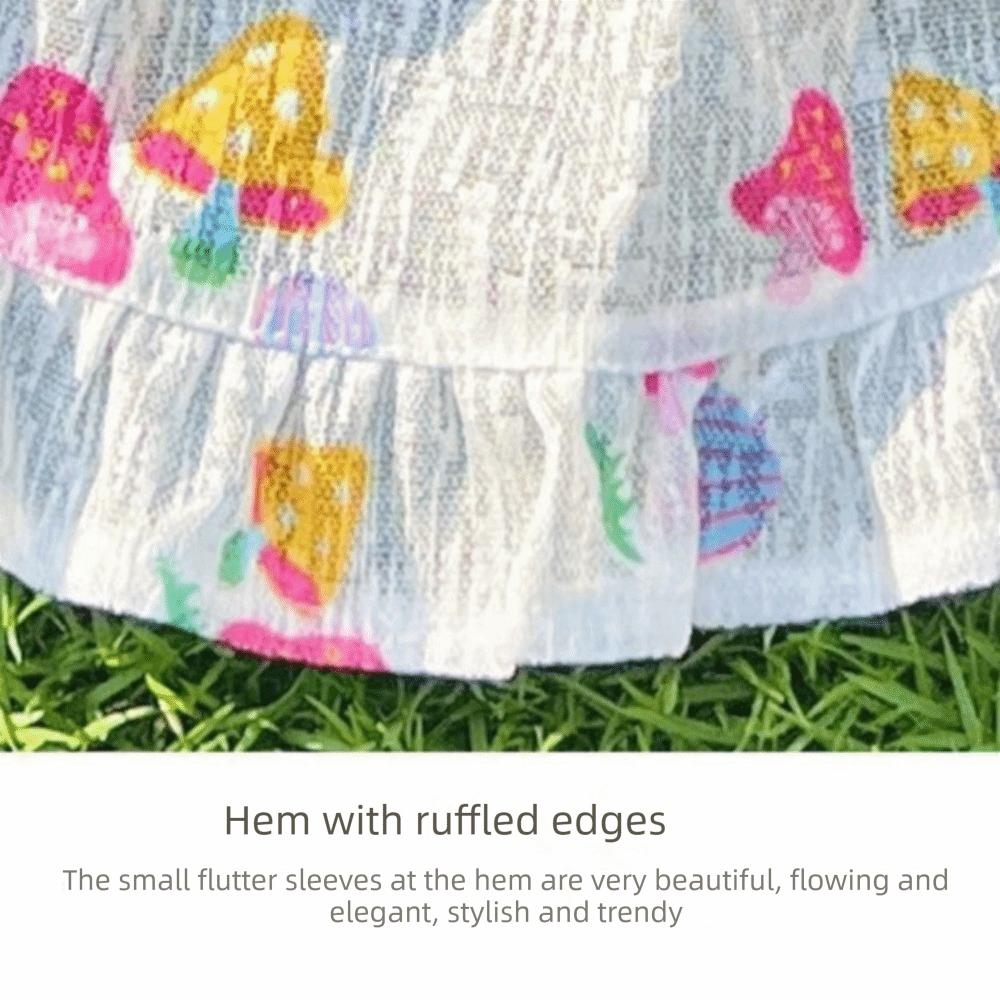 Flutter Sleeve Dog Love Printed Skirt Thin Breathable Pet Suspenders Vest  Party