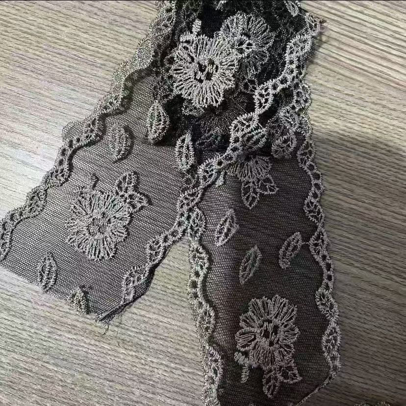 Off White Embroidery Flower Trimmings for Clothing, DIY Sewing Lace Fabrics, Wedding Dresses, Sewing Accessories, 5Yards