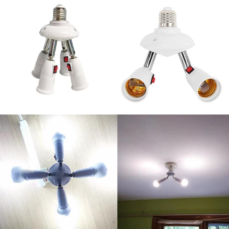 360 Grad verstellbarer 2/3/4/5 in 1 E27 Splitter Steckdosenadapter E27 Standard LED-Birnen verstellbar für Büroflur