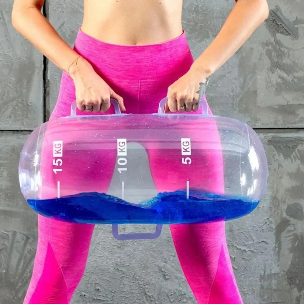 Weight Adjustable Inflatable Water Dumbbell Body Shaping Stability Water Power Bag Fat Loss Load-bearing прозрачный