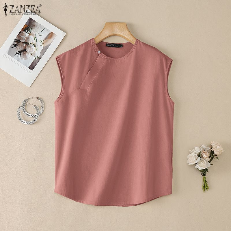ZANZEA Women Casual Round Neck Summer Sleeveless Tank Tops