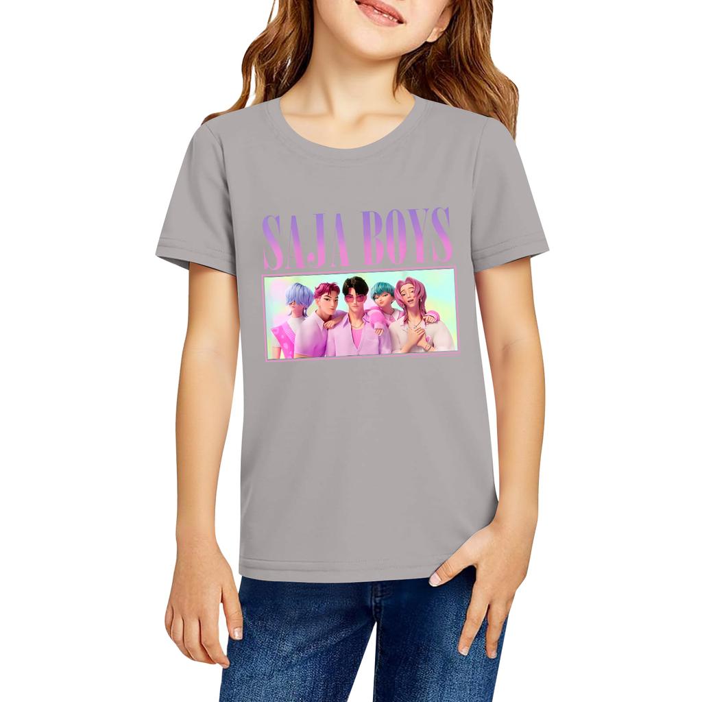 Fashionable Round Neck Short Sleeve Work Clothes Printed Tops For KID Summer Tops