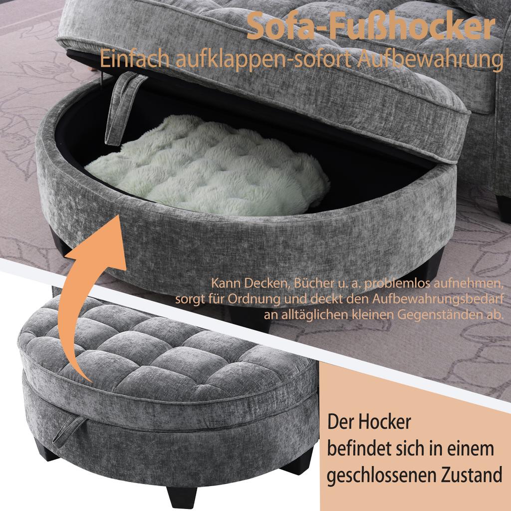 Multifunctional Sofa, 2-in-1 Sofa Bed, Storage Ottoman, Breathable Fabric, Eco-Friendly Eucalyptus Wood, Living Room, Study Room, Bedroom, Dark Gray
