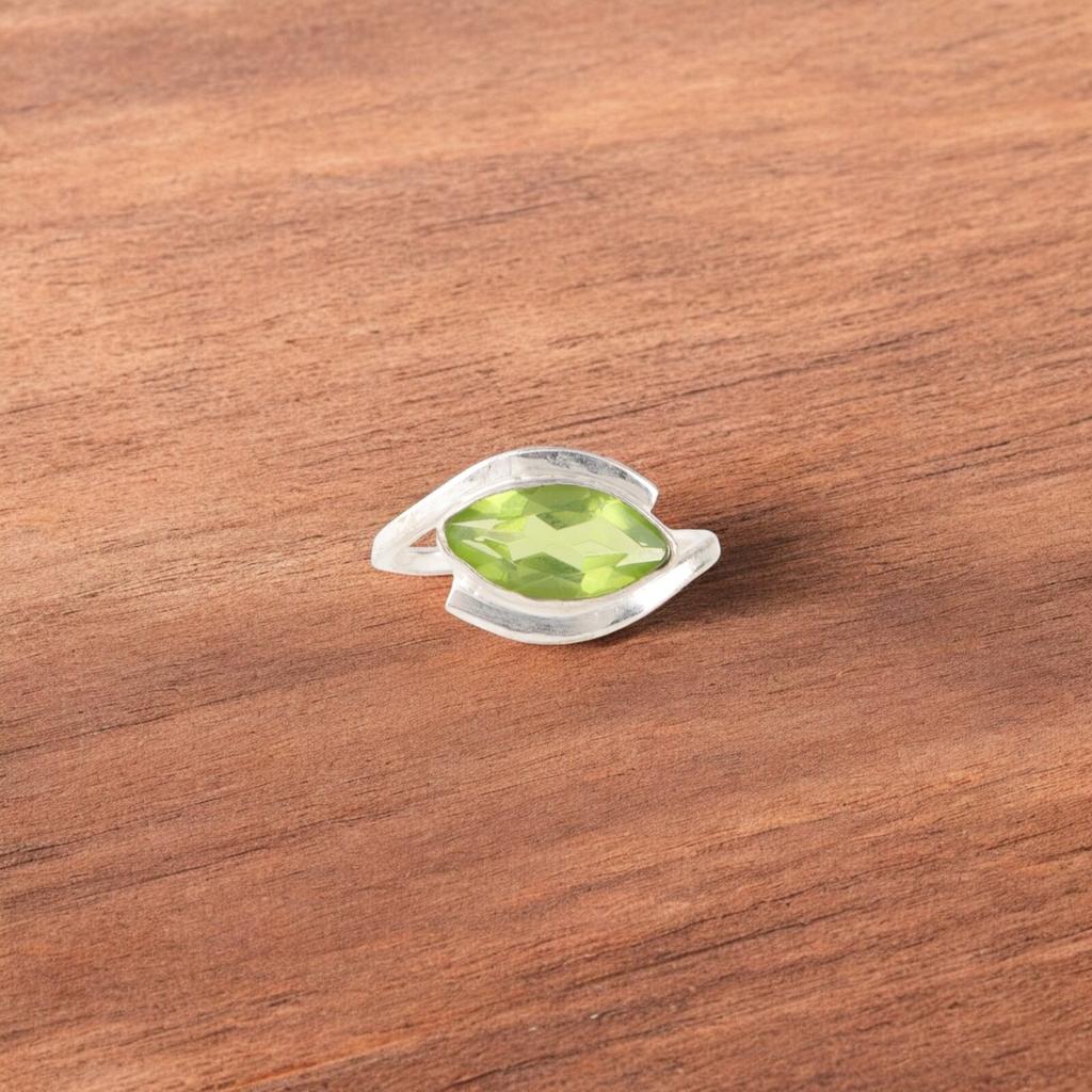 Green Peridot Gemstone 925 Sterling Silver Handmade Jewelry Women Ring For Gift RR-60-5