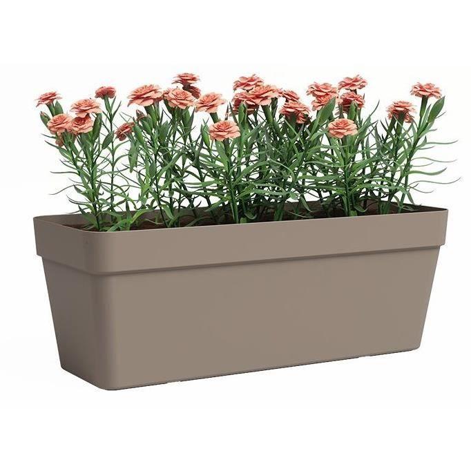ARTEVASI Jardinière - Plastique - Taupe - Rectangulaire - L49,9 x P20 x H18,1cm