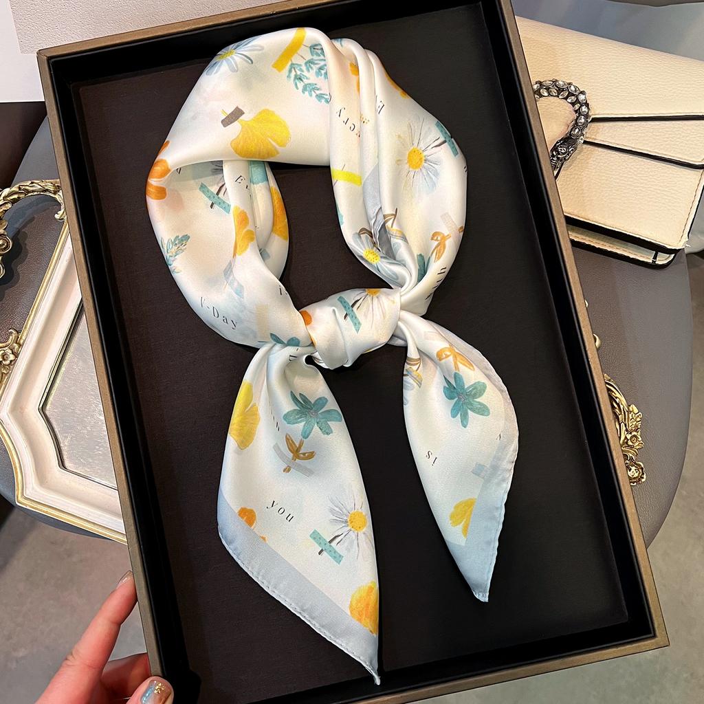 Women S Fresh Printed Square Scarf Fashion Versatile Summer Sun Protection