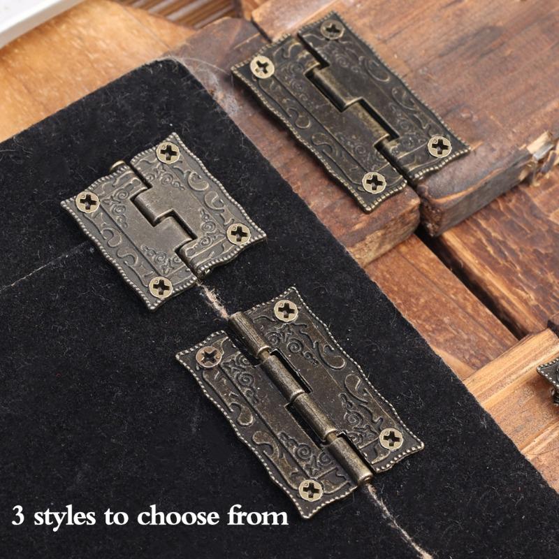 20/1Sets Antique Bronze Hinges Vintage Cupboard Cabinet Fitting with Screws Jewelry Boxes Wooden Case Hinge Furniture Hardware