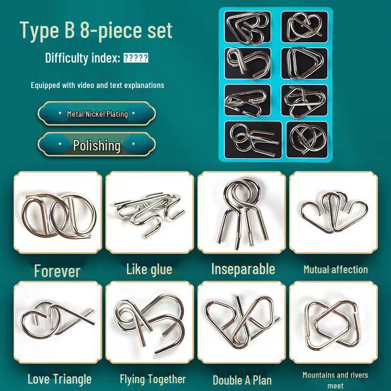 Children's 9-Ring Puzzle Toy: 24-Piece Brain-Boosting Set for Students and Seniors.