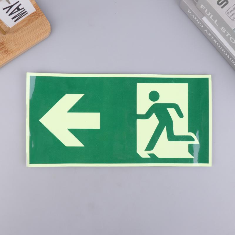 New 1 Luminous Exit Sign - Emergency Evacuation Safety Wall Decal, Photoluminescent Fire Evacuation Indicator With Green Border