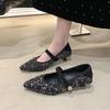 Fashion 2025 Tendencia Spring/Summer New Women's Single Shoes High Quality Sequined Fashion  Jane Shoes Wedding Heels