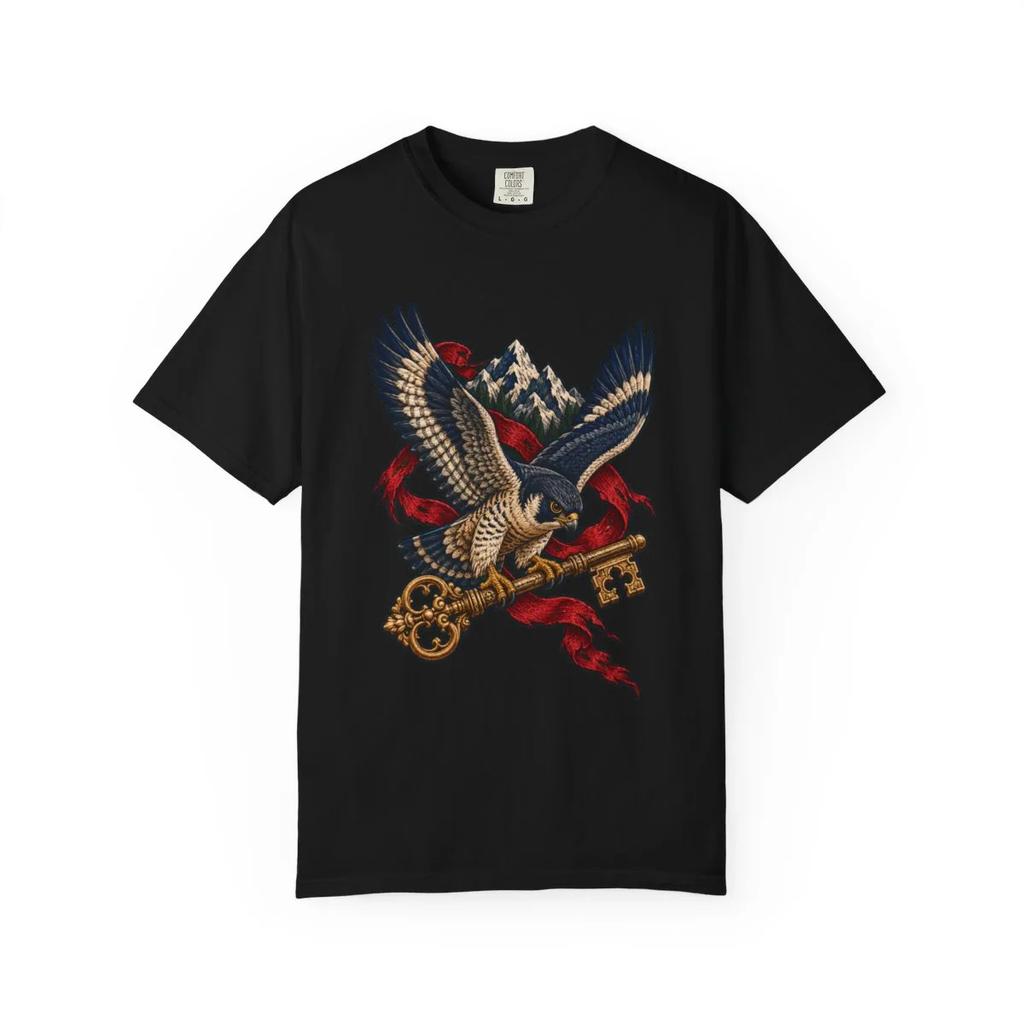 Summit Key Falcon Graphic T-Shirt Black Front Print Comfort Colors 1717