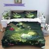 Bulbasaur Patterned Pillowcase & Duvet Cover Set Decorative Anime Bedding for Daily Bedroom Use Best Gift for Anime Lovers.-TING