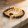 Natural Citrine & Tiger's Eye Double Row Bracelet, Boho Chic Healing Crystal Jewelry for Women, Wealth & Courage Success Amulet