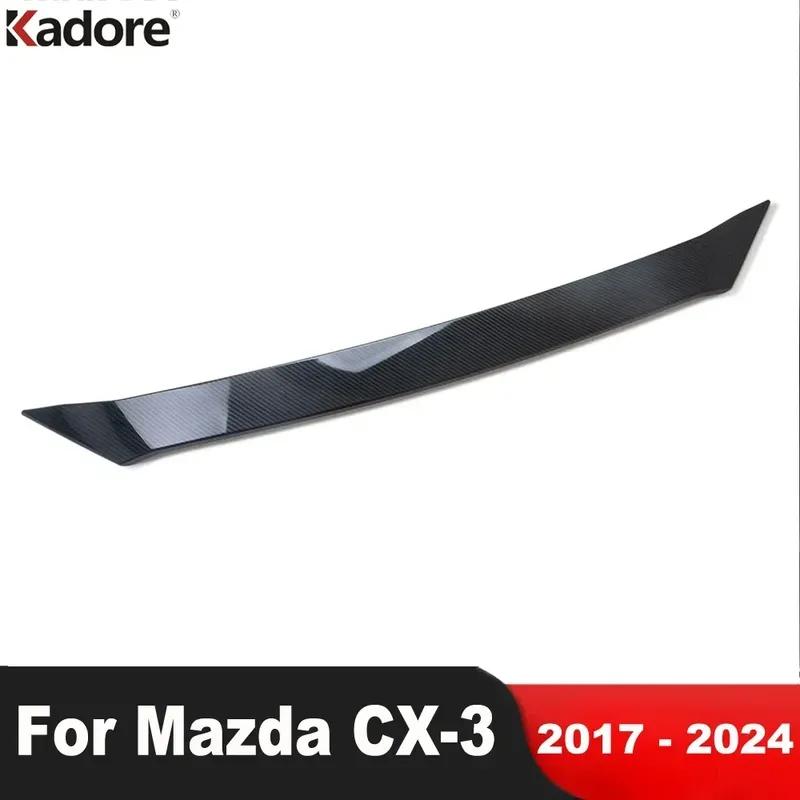 Front Hood Engine Cover Trim For Mazda CX-3 CX3 2017-   2024 Carbon Fiber Car Accessories Front Upper Grille Trims