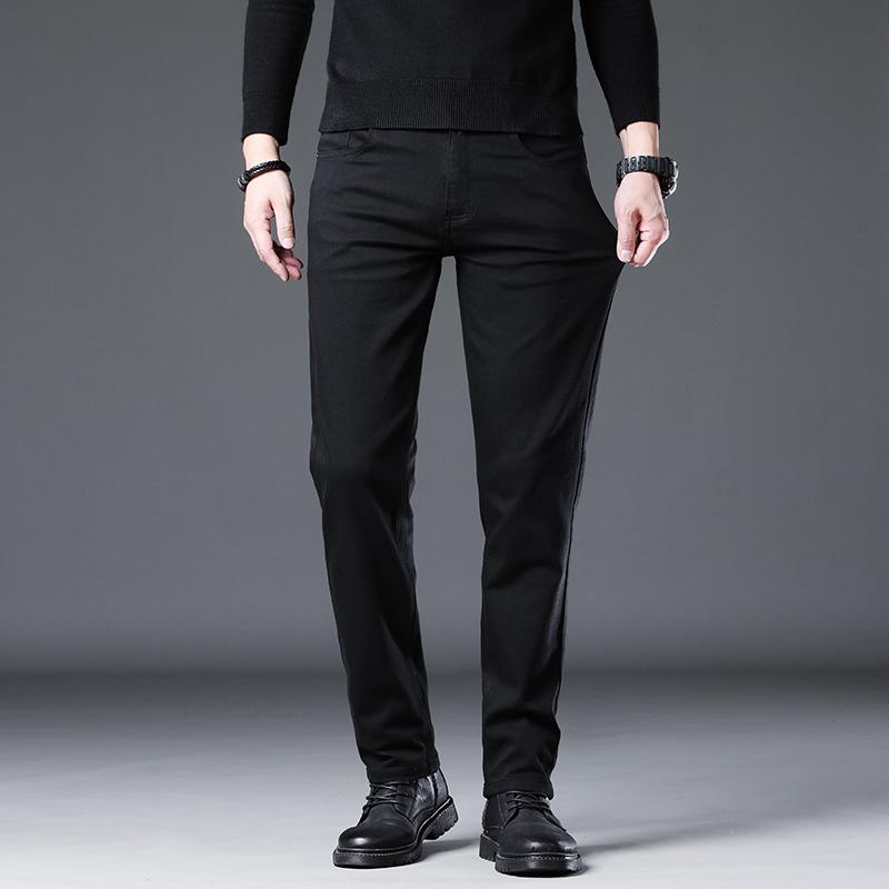 Non-fading Stretch Jeans Men's Korean Style Trendy Slim Straight Pants 2023 Autumn Large Size Loose And Casual