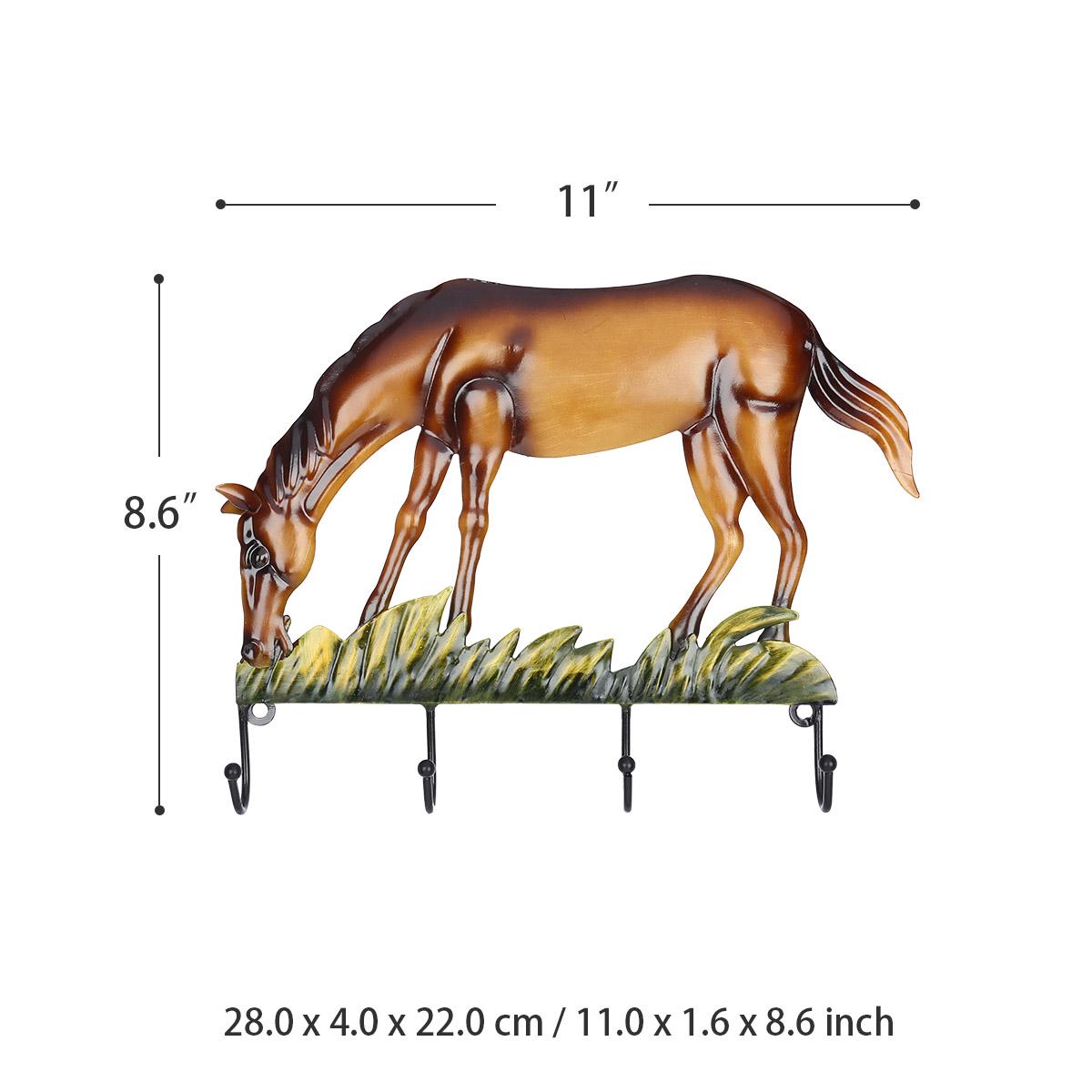

Tooarts Настенный крючок для лошади Декоративная железная настенная вешалка Настенный крючок для пальто, ключей, шляпы Вешалка в винтажном стиле с 4 крючками и шурупами