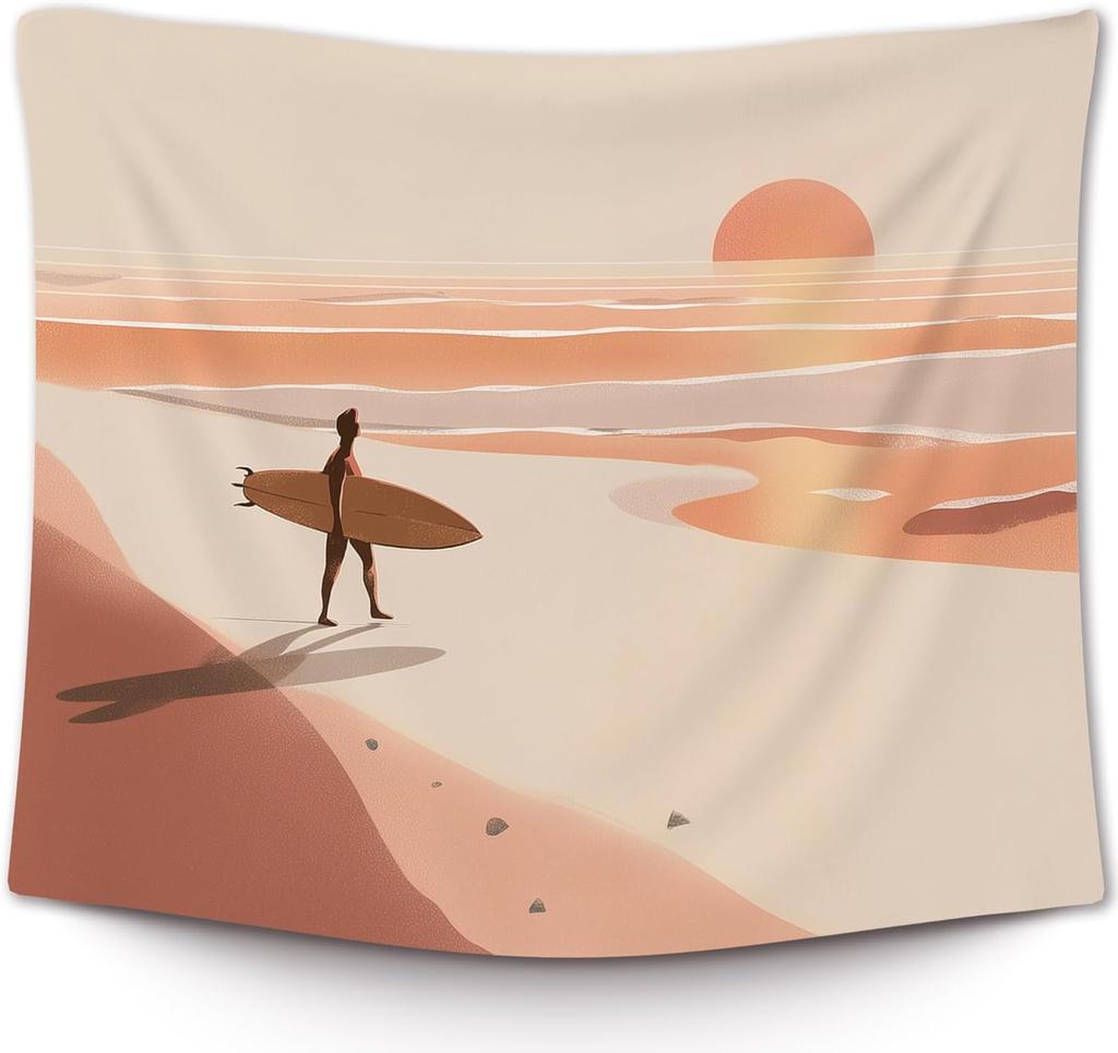Beach Coastal Wall Tapestry, Minimalist Summer Ocean Wall Tapestry Hanging for Bedroom Beach House, Beachy Trendy Ocean