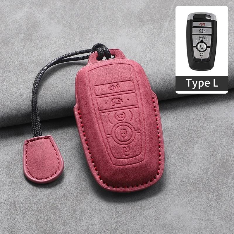 4 5 Tasten Leder Auto Schlüsselhülle Abdeckung Für Ford Fusion Mustang Edge Explorer Focus F150 F250 F350 F550 Escape für Lincoln Mondeo