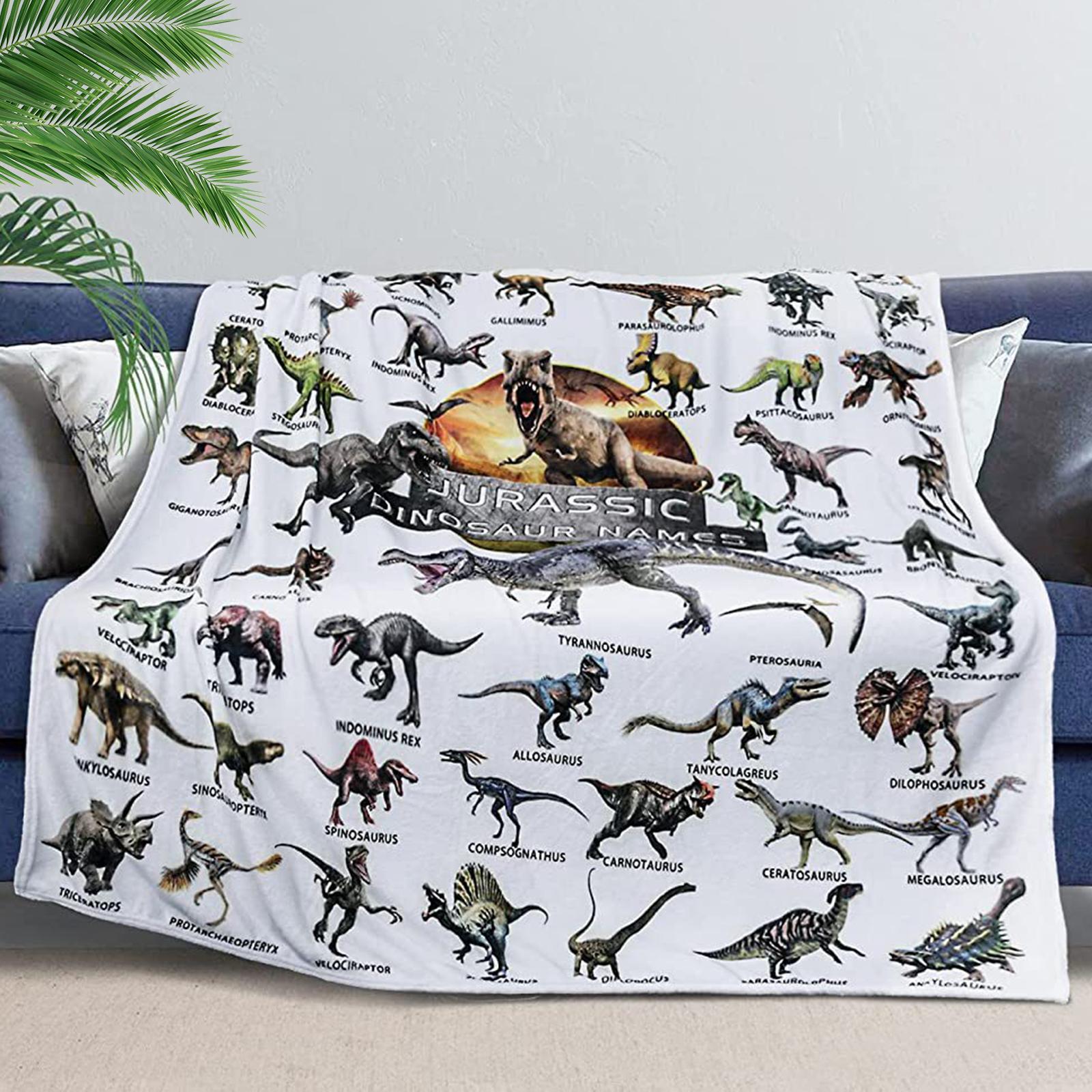

Kids Blanket Machine Washable Dinosaur Pattern Soft Plush Blanket for Sofa Bed Type 1