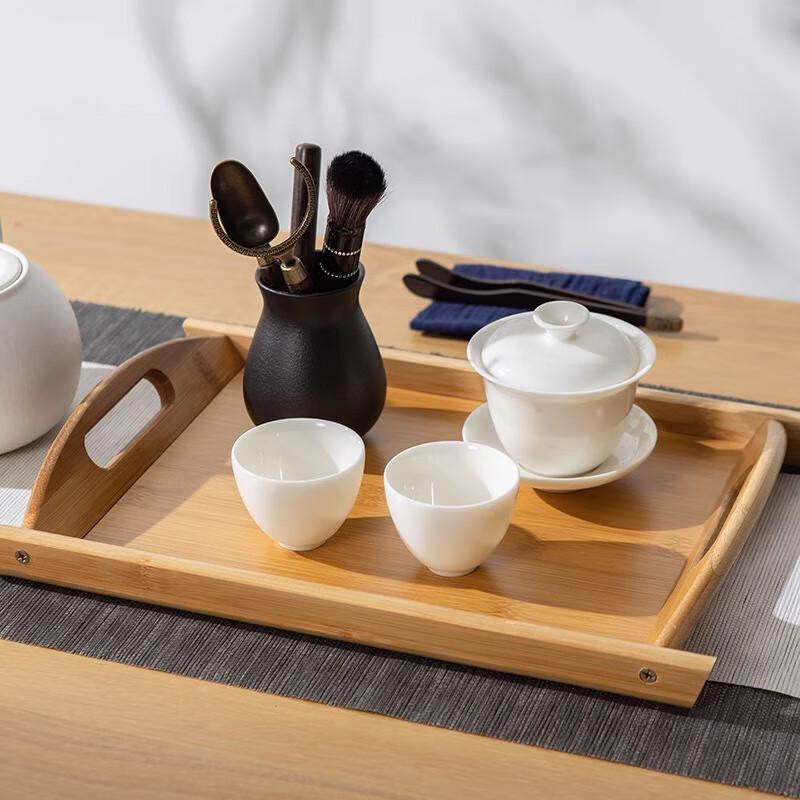 Rechteckiges Verdicktes Bambus-Serviertablett mit Griffen