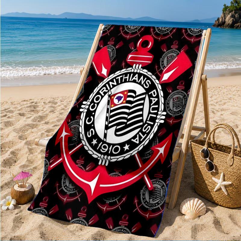 Sport Club Football Crest Printed Microfiber Beach Towel, Soft And Absorbent, Quick-Dry, Ideal for Summer Travel, Beach Essential, Swimming Pool