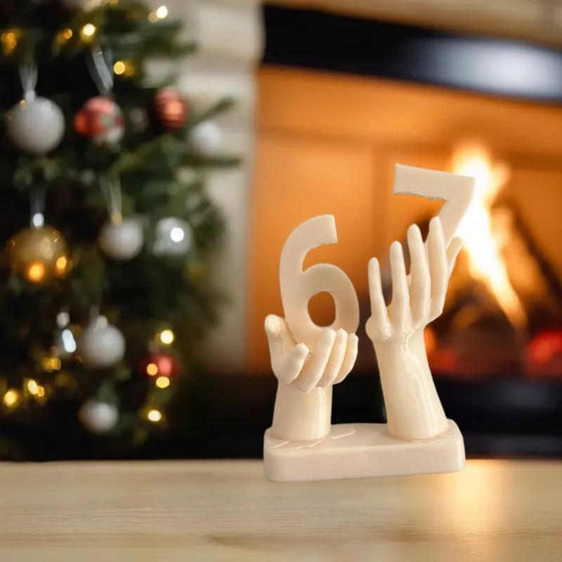 3D Printed Figurine Holding Digital Italian Brain Rot Math 67, Funny And Funny Meme Figurine Holding Digital 67 Sculpture