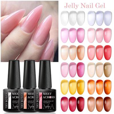 Jelly Nail Gel Polish Pink Nude Color Gel Vernis Semi Permanent Manicure UV Gel Nail Art Top Coat Nail Polish