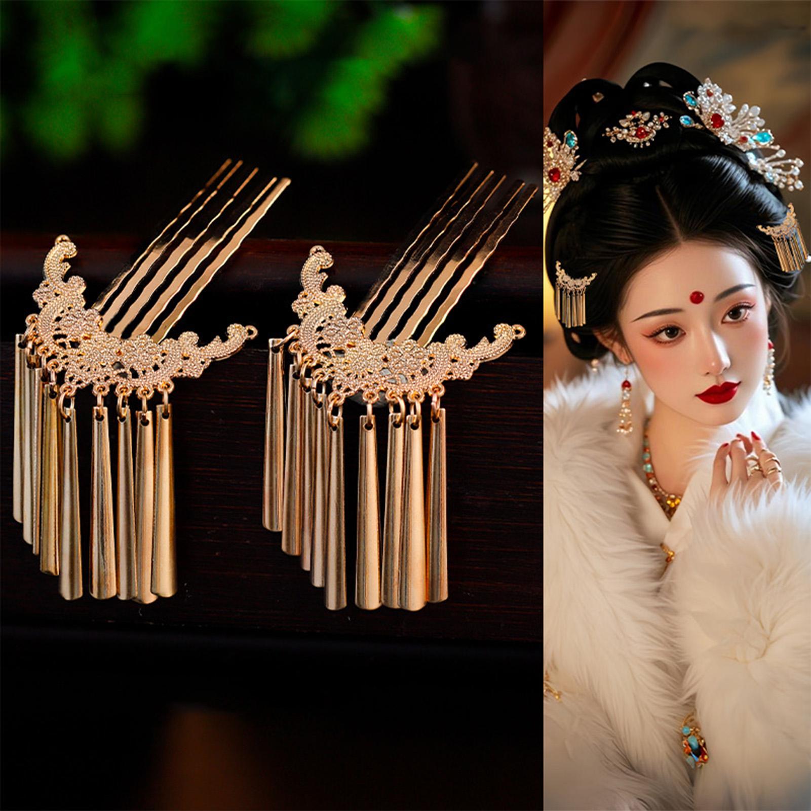 Traditional Chinese Hairpin With Exquisite Carving Design For Hanfu A золотой
