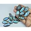 Natural Labradorite Green Multi Fire Oval Cabochon Loose Gemstone 17Pcs Lot LL-1112