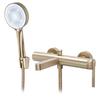 Brushed Gold Bathtub Faucet Wall-Mounted Shower Head Grace Grooved