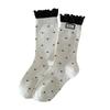 Women’s Cute Dotted Frilly Socks Soft Cotton Breathable Casual Fashion Preppy Style Long Socks Comfy Novelty Socks