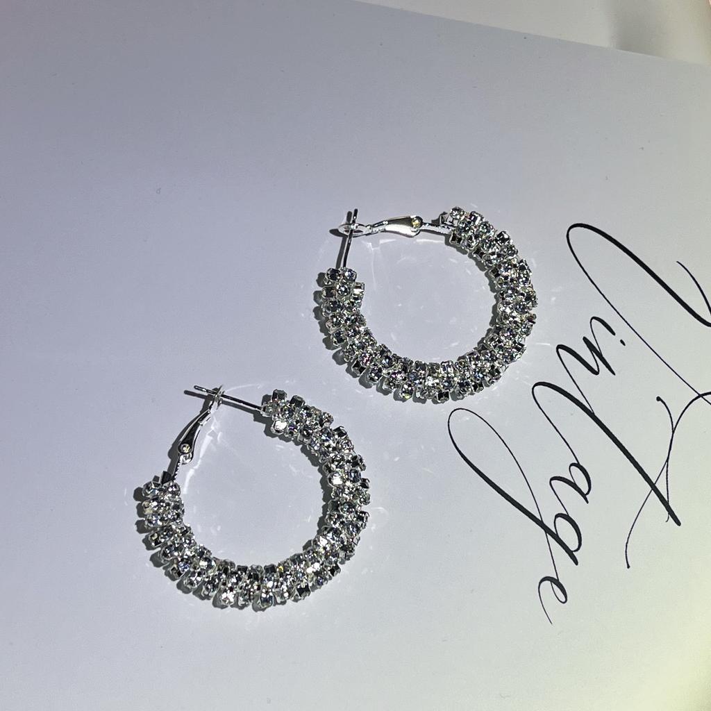 Exquisite Bling Round Chunky U Shape Hoop Earrings Geometric Hoops Fashion Temperament Jewelry