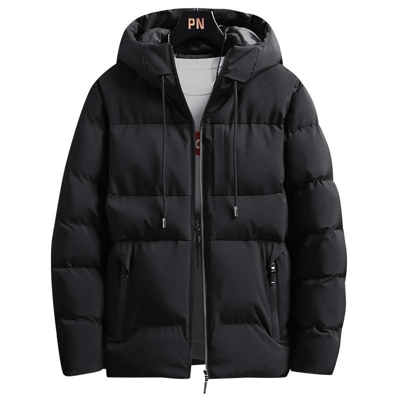 Men's slim-fit padded jacket Autumn and winter padded jacket Men's velvet padded jacket Men's blue hooded jacket Men's