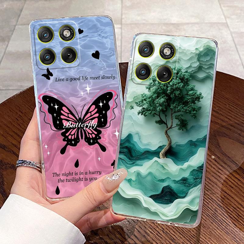 Jelly Casing For Motorola Edge 70 Clear Silicone Soft TPU Back Cover Cute Cat Rabbit Heart Phone Case