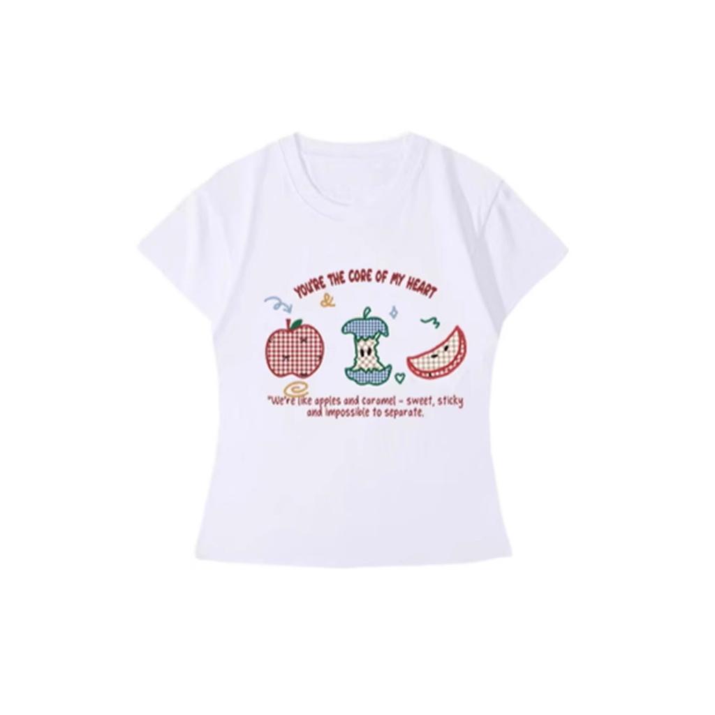 Summer new niche special cartoon sweet couple wear cotton short-sleeved T-shirt casual versatile men's and women's tops