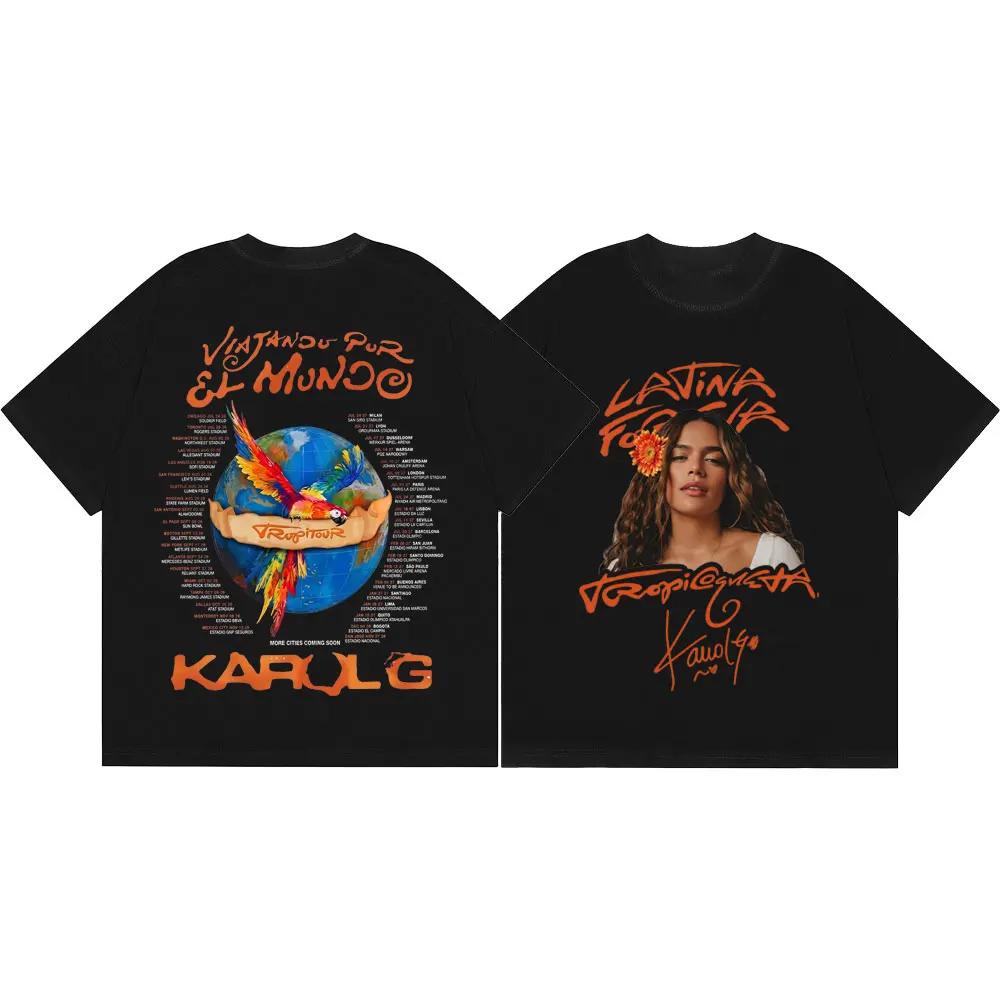 

Футболка с принтом singer Karol G Tropicoqueta Tour 2026 для мужчин и женщин, Харадзюку Y2k, Эстетичные футболки, Летняя мода, Повседневная, Оверсайз 4XL