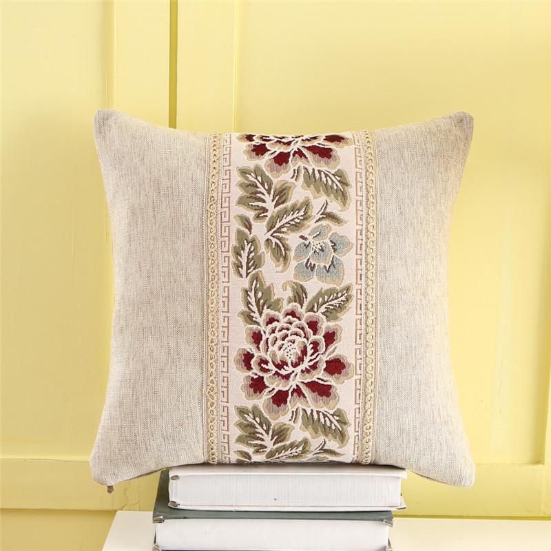 

45x45 см ретро-синель вышивка пион цветок домашний диван подушка чехол украшение для гостиной наволочка бежевый