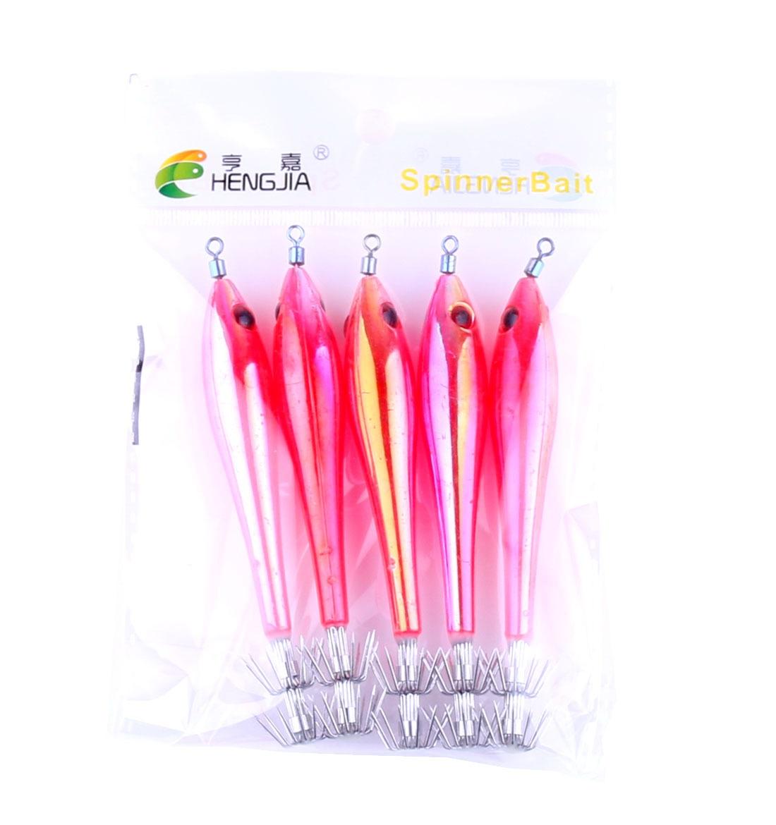 

5pcs/lot 9.5 CM Luminous Squid Hook Cuttlefish Jig Fishing Hard Lure Luminous Fishing червоний