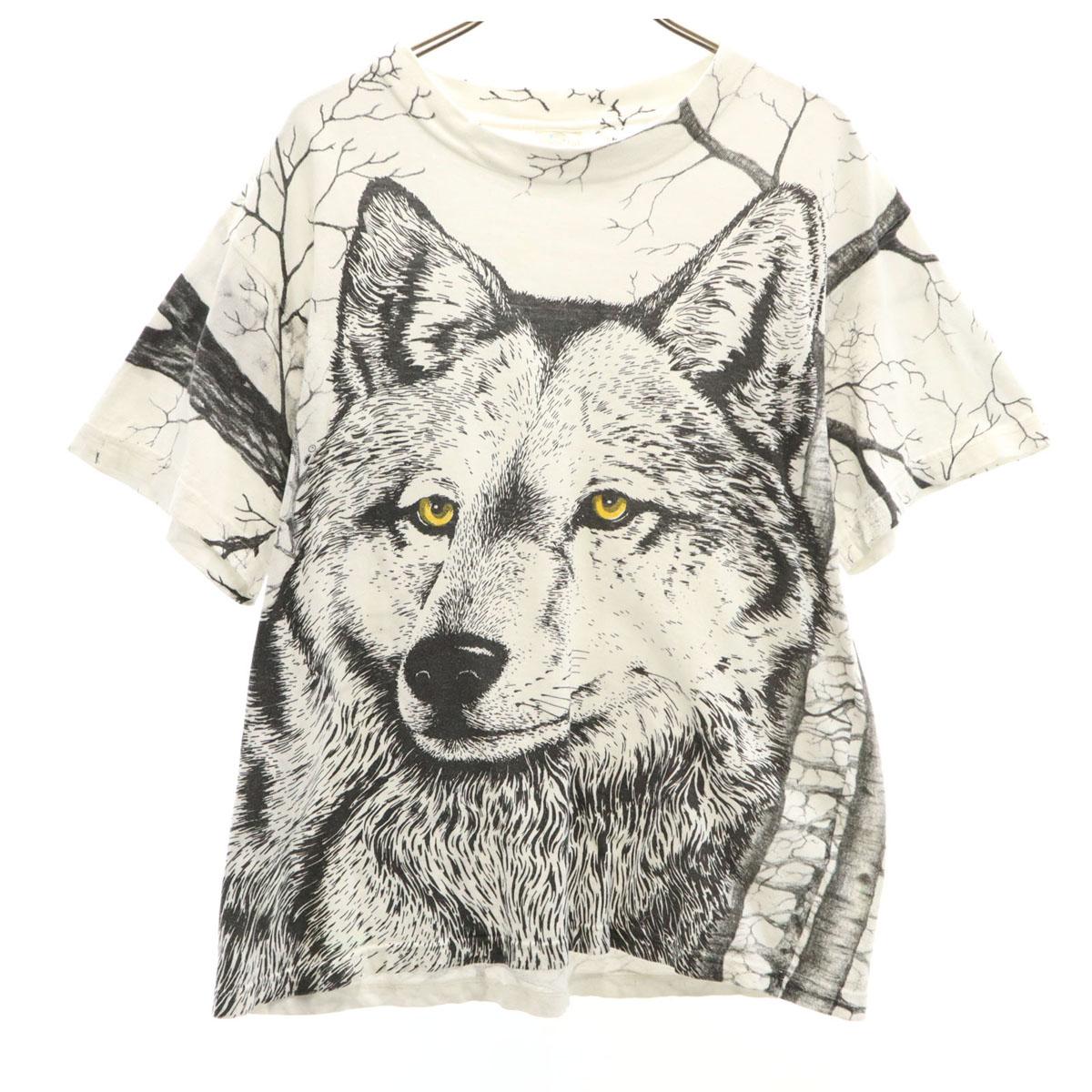 

sportnit 90s Old Wolf Short sleeve T-shirt L white animal Men s Used