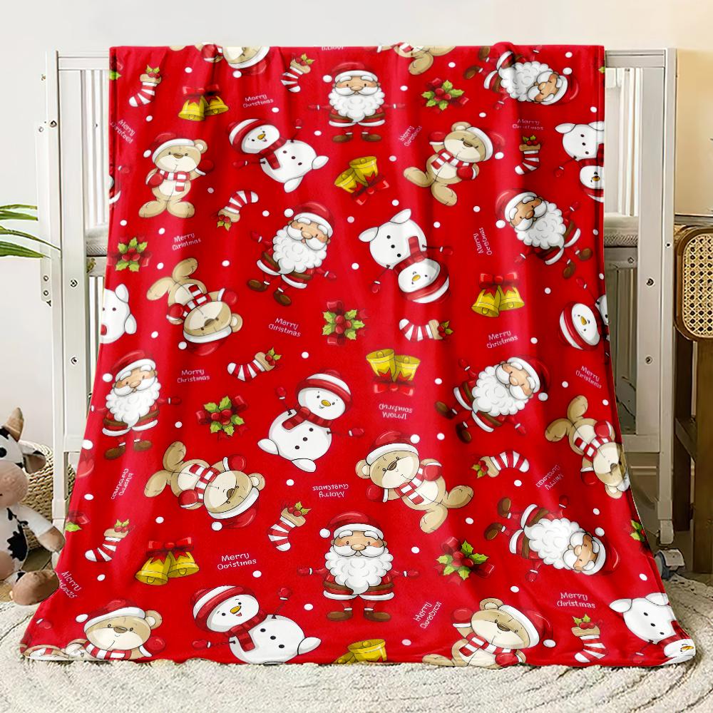 Festive Christmas  Flannel Thin Blankets Cozy Patterns for A Merry Holiday Flannel Blanket New Year Home Decoration Gift