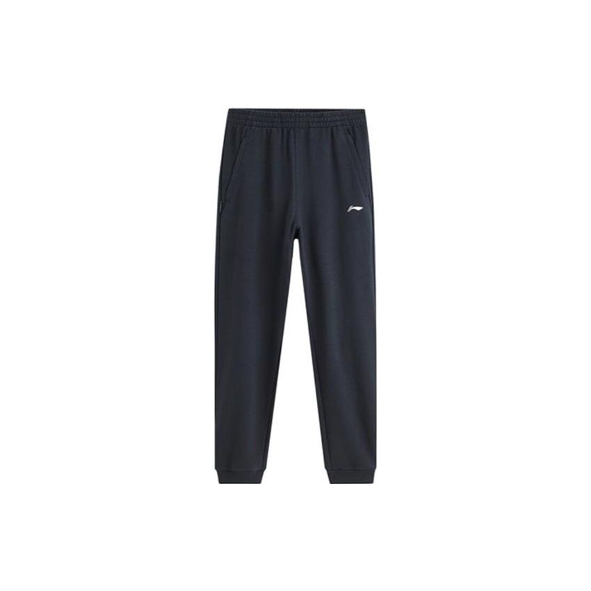 Li-Ning American Vintage Knight Pattern Straight Leg Casual Pants And Hoodie Set Men Pants And Hoodie Set Light-Gray Black YWDT227-2+YKLT225-1