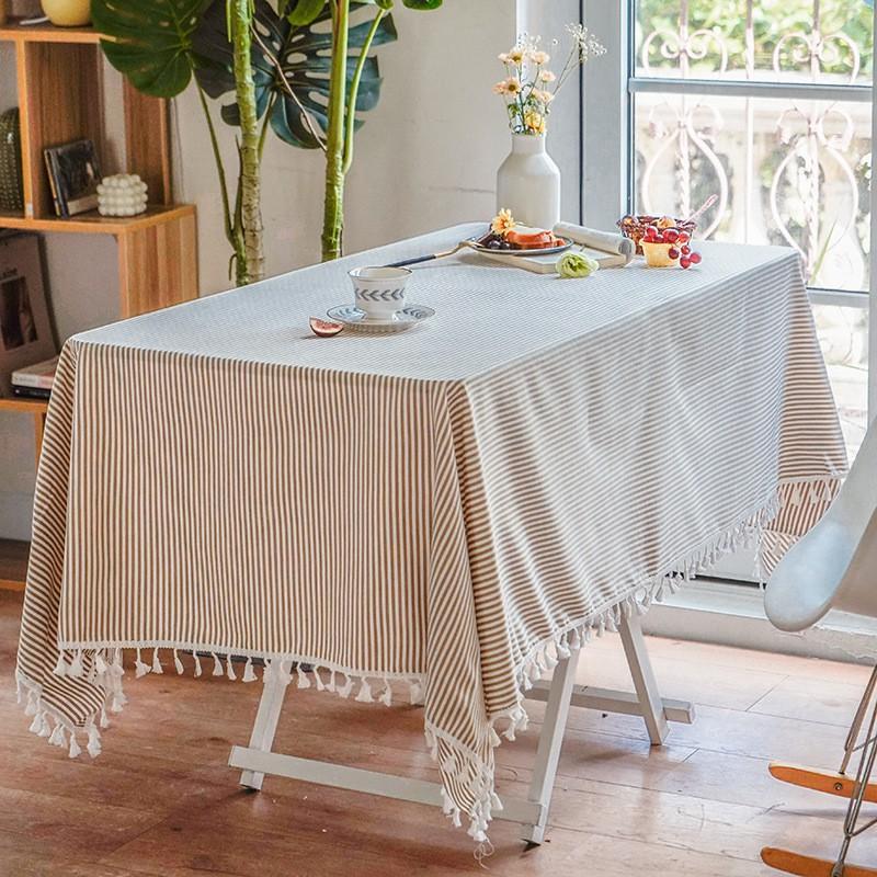Fabric Tablecloth Nordic Style Cotton Linen Tassel Table Cloth Coffee Cover Dining Room