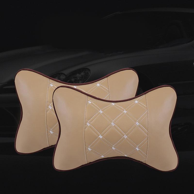 Pu Car Seats Neck Pillow Breathable Auto Head Neck Rest Cushion Neck Support Cervical Headrest Soft Car Pillow Backcolor Random