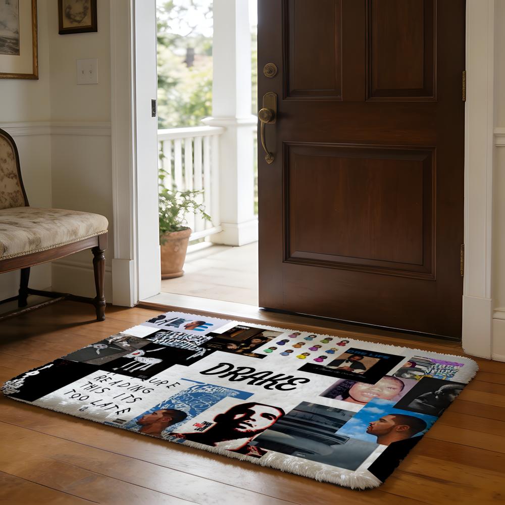 DDrake Rapper Floor Mat Soft Flannel Absorbent Mat Non-Slip Rug Home Bedroom Bathroom